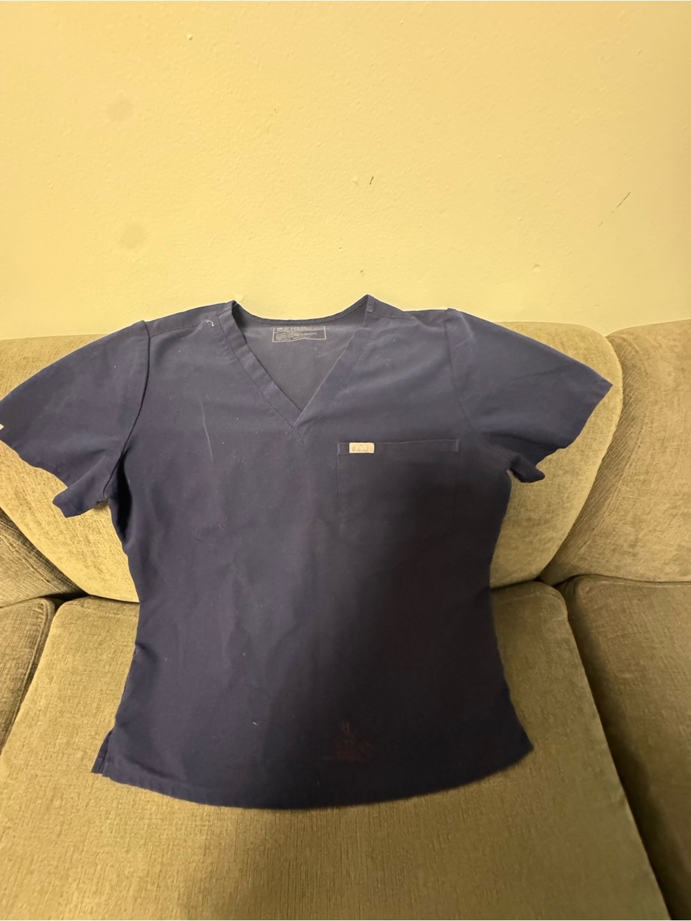 Figs Navy V-Neck Short Sleeve Scrub Top